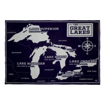 Great Lakes Map Wool Throw