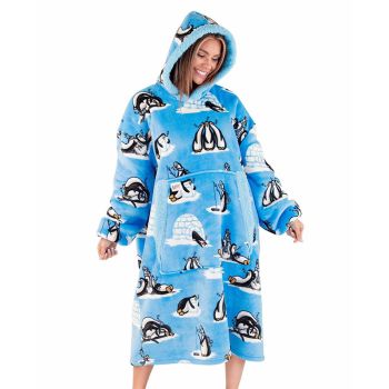 Out Cold Penguin Wearable Oversized Blanket Hooodie