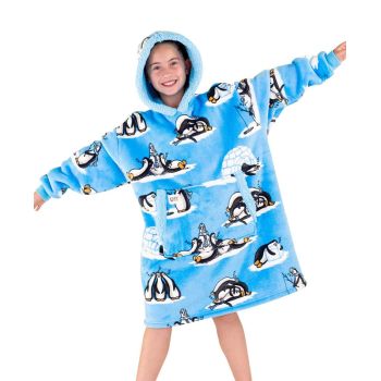 Out Cold Penguin Kid Wearable Blanket Hoodie