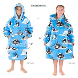 Out Cold Penguin Kid Wearable Blanket Hoodie