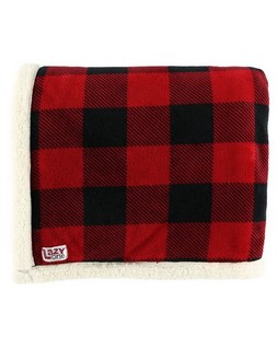 Lazy One - Red Plaid Sherpa Throw Blanket