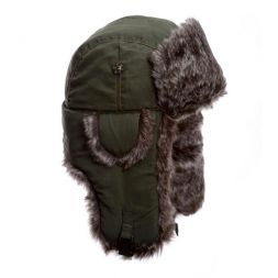 Mad Bomber - Olive Supplex Bomber with Faux Fur
