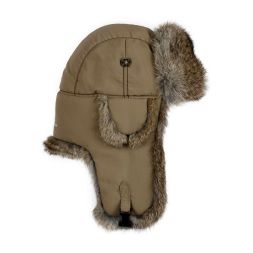 Mad Bomber - Waxed Cotton Khaki Bomber with Faux Fur