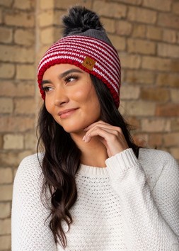 Panache Accessories - Red & White Stripe with Grey Color Block Hat